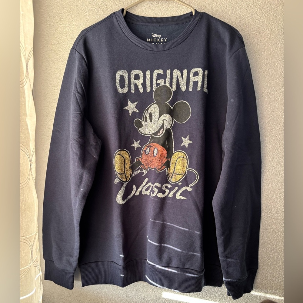 Disney Mickey Mouse Original Classic Blue Crewneck Sweater Size L Unisex